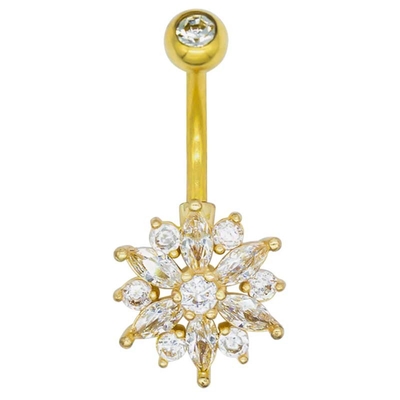 金ボディ穿孔の宝石類の花は12mmに穴を開ける腹ボタンをぶら下げる