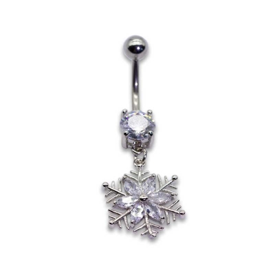雪の花光沢がある7mmのダイヤモンドの腹ボタンの穴を開ける宝石類の銀