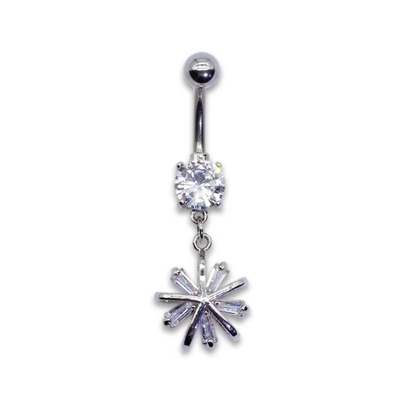 雪の花の腹ボタンの穿孔の宝石類めっきされる316ステンレス鋼の銀製