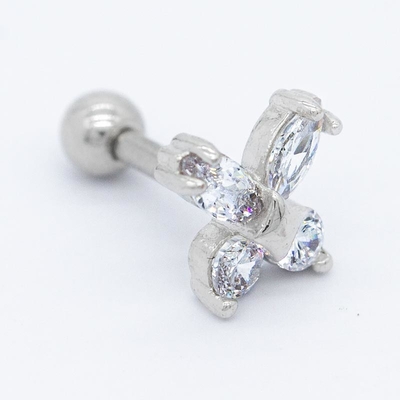 ジルコンの宝石6mmの軟骨のスタッドのイヤリング16Gの銀製の花の耳のスタッドをよじ登りなさい
