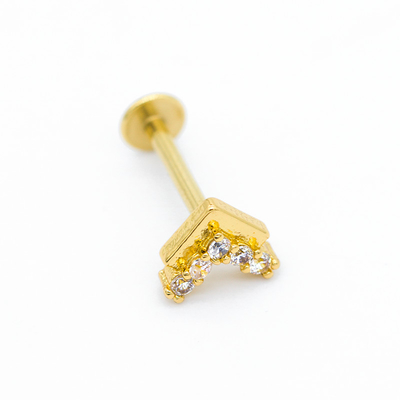明確な水晶宝石のラブレットの穴を開ける宝石類Vはラブレットの鼻のスタッド16ga 1.2mmを形づける