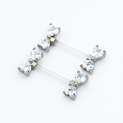 明確なアクリル棒銀製のニップルの穿孔の宝石類の中心のジルコン14G 1.6mm