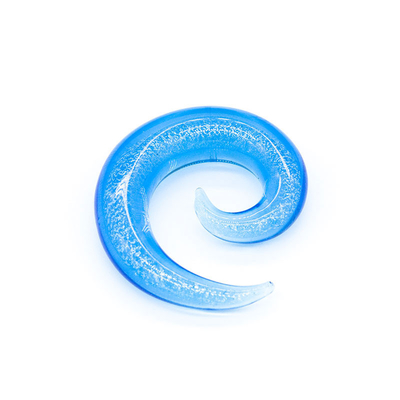 アクリルの物質的な耳せんのトンネルは光沢がある青い色革たがとの螺線形になる