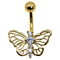 銀製の金の蝶腹ボタン リング ジルコンの宝石316のステンレス鋼棒