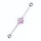 ピンクのジルコンの石産業棒宝石類40mmの外科鋼鉄穿孔