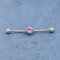 ピンクのジルコンの石産業棒宝石類40mmの外科鋼鉄穿孔